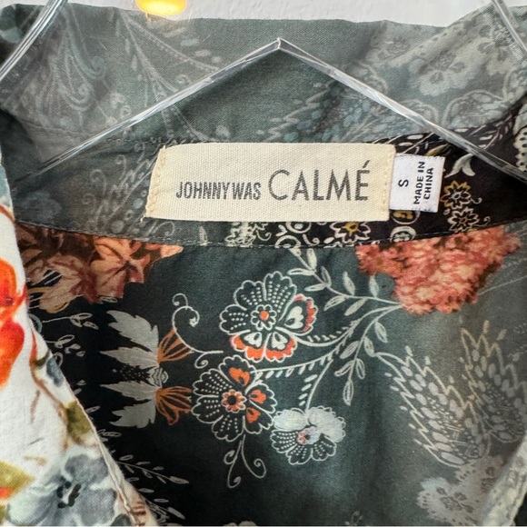 Johnny Was Calme’ Blouse size S 100% Cotton Floral Landscape Print - Picture 2 of 7
